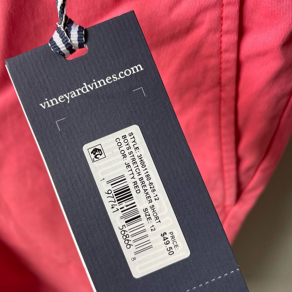 Vineyard Vines Boys Stretch Breaker Shorts Color Jetty Red NWT - Picture 4 of 6